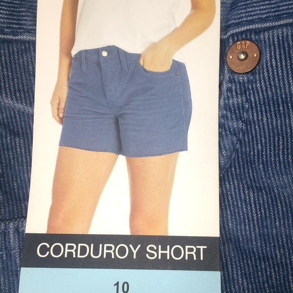 Gap soft stretch corduroy short blue frayed hem mid-rise size 10 - Picture 3 of 4